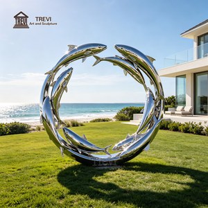 Escultura <span class=keywords><strong>de</strong></span> Pez <span class=keywords><strong>de</strong></span> Acero Inoxidable Grande para Jardín Exterior, Suministrada por el Fabricante TREVI, para Decoración <span class=keywords><strong>de</strong></span> Plazas Costeras - Product Image 3
