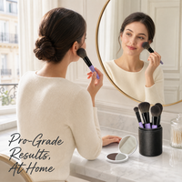 Ensemble de 8 pinceaux de maquillage de voyage miniatures en fibres synthétiques, portables, à manche court, vegan, avec logo personnalisé OEM/ODM et impression laser, directement de l'usine
