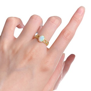 チェーンデザイン<span class=keywords><strong>925</strong></span>シルバーリング女性用、新しいゴールドメッキ1カラットホワイトオパールユニークなパターン番号ファッションジュエリーリング - Product Image 5