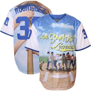 Maillot de baseball The Sandlot Legends à manches courtes, imprimé par sublimation, pour homme, évacuant l'humidité, coupe classique - Product Image 1