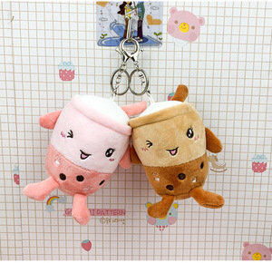 Porte-clés en peluche Aika en forme de tasse de thé au lait à bulles Boba, rembourré en coton PP, vente en gros - Product Image 5
