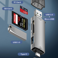 Lector de tarjetas SD TF Tipo C USB A 3,0 y adaptador Micro Memory OTG para computadora portátil