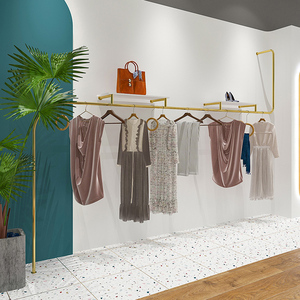 Présentoirs de Vêtements Modernes de Luxe en Acier Inoxydable pour Magasins de Vêtements Féminins – Portants Autonomes en Gros - Product Image 3