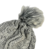 Chapeau d'hiver chaud en laine mélangée pour femme, bonnet en tricot jacquard avec pompon, doux, vintage, unisexe, adulte, gris, chapeau d'hiver pour femme