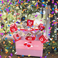 Boîte surprise rebondissante, boîte à sauter, boîte à enveloppes rouges, cadeau d'anniversaire, dossiers sur le thème de l'amour, doublure en éponge, vernissage, matériaux recyclés