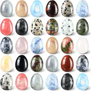 20mm Factory wholesale natural healing stone quartz gift and handicraft gemstone jewelry chakra sets carving mini egg crystal