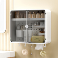 [Personnalisation sur mesure] Étagère de toilette multi-matériaux PP/ABS de taille moyenne, armoire murale de rangement cosmétique avec compartiments