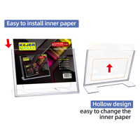 Porte-affiche horizontal A5 en plastique transparent pour table en forme de L support en acrylique pour flyer document bureau