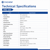 Équipement de distillation moléculaire en verre YMD-60A pour l'extraction et la purification d'huiles essentielles