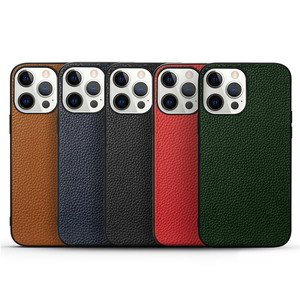 Cover per <span class=keywords><strong>iPhone</strong></span> 15 Pro Max 14 13 in Vera Pelle e TPU con Logo OEM Stampato, Custodia Protettiva Posteriore - Product Image 2
