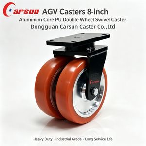 ล้อเลื่อน AGV แบบ Heavy Duty แกนเหล็กอะลูมิเนียม โพลียูรีเทน ขนาด 8 นิ้ว ล้อคู่ หมุนได้ พร้อมลูกปืน สำหรับการขนส่ง - Product Image 1