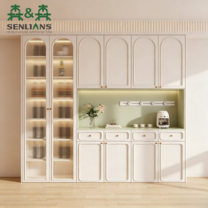 <span class=keywords><strong>Buffet</strong></span> moderne SLS en crème, <span class=keywords><strong>buffet</strong></span> de luxe <span class=keywords><strong>laqué</strong></span> avec portes en verre LED, rangement en bois sur mesure pour villa et appartement - Product Image 1