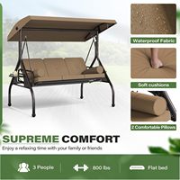 Fauteuil balançoire de véranda 3 en 1 pour l'extérieur, balançoire de patio à 3 places avec auvent réglable, balançoires robustes