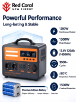 OEM1200W1500W Stasiun Daya Portabel 1450Wh Generator Tenaga Surya Gelombang Sinus Murni RV Berkemah Perjalanan Luar Ruangan 220V Darurat Rumah Tangga