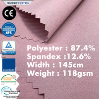 OEM Wupro Textile 87.4% Poliéster 12.6% Spandex Tela 4 vías Estiramiento Entrenamiento Deportes Uso Elastano Poliéster Tejido