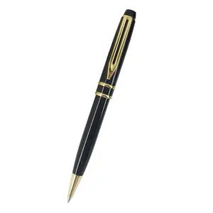 ACMECN Unisex Black Ballpoint Pen with Silver or Gold Trim Personalized Logo Brand Metal Pen for Promotional Gifts