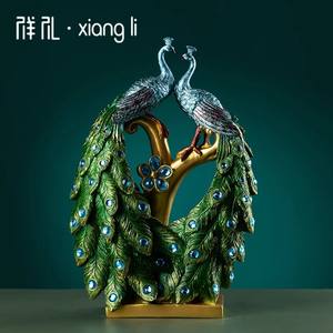 อุปกรณ์ตกแต่งบ้านสไตล์ยุโรปทันสมัยสำหรับทางเข้าบ้านสุดสร้างสรรค์ของตกแต่งตู้เก็บไวน์รูปนกยูงของขวัญแต่งงานงานฝีมือทำจากเรซินใหม่ - Product Image 2