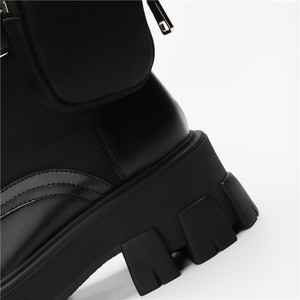 Logotipo personalizado Diseñador de moda Botas con zapatos de bolsillo Negro Botas de cuero de las mujeres para las señoras - Product Image 3