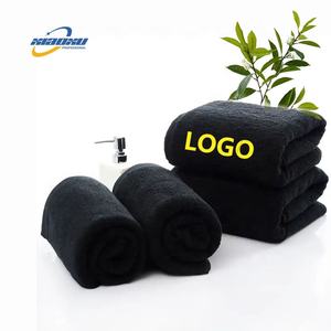 Venta al por mayor negro Hotel belleza peluquería Spa bordado logotipo personalizado 100% algodón Toalla de salón - Product Image 3
