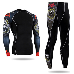Aoyema – Ensemble de <span class=keywords><strong>sous</strong></span>-vêtements de sport à séchage rapide pour <span class=keywords><strong>homme</strong></span> : T-shirt de compression, bas de corps, maillot de <span class=keywords><strong>moto</strong></span> - Product Image 4