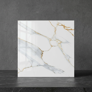 Carreaux de sol en céramique émaillée effet marbre Calacatta 40x40cm, finition mate, porcelaine, intérieur cuisine - Product Image 4