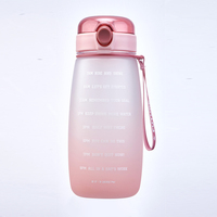 Bouteille d'eau portable Yiben 1,1 L en plastique avec logo personnalisé, corde et paille, pour le sport et la motivation