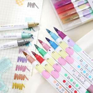 Juego de marcadores de cuaderno Multicolor de doble cabeza de 12 Colores de alta calidad, bolígrafo resaltador de garabatos de <span class=keywords><strong>6mm</strong></span> de ancho de escritura para niños - Product Image 2