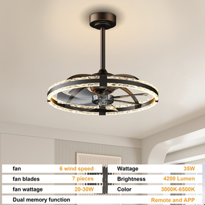 24'' Energy Saving Downrod <b>Ceiling</b> Fan with <b>Light</b> 3000K-6500K Stepless Dimmable LED Fandelier for Bedroom Home <b>office</b> - Product Image 1