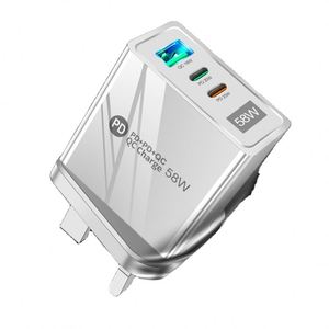 เครื่องชาร์จโทรศัพท์มือถือแบบชาร์จเร็วคู่ 58W 2PD QC3.0 ตามมาตรฐานยุโรป อเมริกา เกาหลี ออสเตรเลีย สำหรับพื้นที่ต่างๆ - Product Image 1
