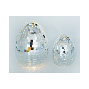 Boule ovale disco en plastique faite à la main <span class=keywords><strong>de</strong></span> 10/15cm, ornement <span class=keywords><strong>de</strong></span> table rose vert, miroir en verre, oeufs <span class=keywords><strong>de</strong></span> pâques, décoration lumineuse à LED, les plus populaires - Product Image 3