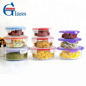 Microwave Safe High Glass Food Storage Containers Set Round Lunch Box Glass Containers For Food Storage