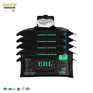 Custom Logo Flushable Wet <strong>Wipes</strong> Biodegradable Soft Eco-friendly 99% Water Aloe &amp; Vitamin E Clean Adult Flushable <strong>Wipes</strong> Unscent - Product Image 1