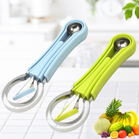 Multifunctionele roestvrijstalen fruitschepset 3-in-1 fruit snijder keuken gadget fruit en groente gereedschap