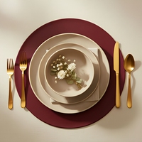 Set de table rond en cuir PU, imperméable et résistant à l'huile, pour hôtel, style nordique, 33*33cm
