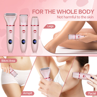 Tondeuse pour femmes Wet Dry à lames arrondies, douce, sans tiraillement, avec peignes guides, longueur réglable, étanche, rechargeable par USB, pour cheveux longs