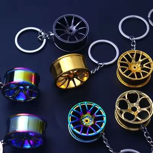 Llavero de coche con llanta de rueda de varios estilos al por mayor, llavero de metal duradero con forma de neumático para regalos de tiendas 4S - Product Image 6