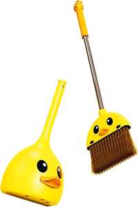 Toddler Mini Yellow Duck <b>Broom</b> <b>Dustpan</b> Set Household Cleaning Pretend Play Plastic Handle Durable PP Material Portable - Product Image 6