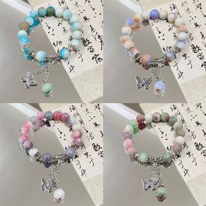 Fashion Elastic Colorful <b>Beads</b> <b>Bracelet</b> Lava Turquoise Crystal Gemstone <b>Beads</b> Elegant Butterfly Pendant Bangles Wedding Gift - Product Image 2
