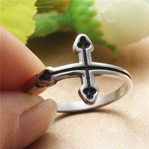 <b>Cross</b> Shaped <b>Ring</b> Titanium Steel Retro <b>Silver</b> Women's Fashion Jewelry Gift - Product Image 3