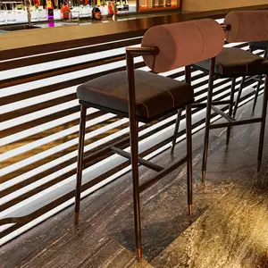 מודרני בר שרפרפי מטבח אוכל מינימליסטי בר גבוהה כיסאות עם קטיפה חזרה ברזל מסגרת דלפק שרפרפי המסעדה בר