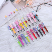 Stylo bille DIY en gros avec paillettes étoiles et perles, stylos décoratifs mignons avec strass et perles focales, en stock