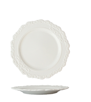Service de table en porcelaine de luxe antique, écologique, assiettes et bols en céramique blanche embossée, compatibles micro-ondes et lave-vaisselle, pour usage domestique et hôtelier