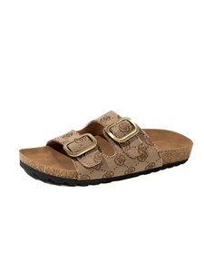 Spring Comfort - Pantoufles en peau de mouton pour femmes, dessus en tricot, doublure en polaire, semelle en PVC, bout ouvert imprimé léopard, décor avec nœud, semelle plate - Product Image 5