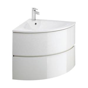 <span class=keywords><strong>Mobile</strong></span> da Bagno <span class=keywords><strong>Angolare</strong></span> Curvo Bianco da Parete con Cassetti - Product Image 1