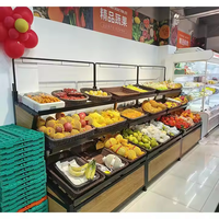 Kwalitatief hoogwaardige metalen supermarkt schappen voor fruit en groenten, zwaarbelastbaar supermarkt rek