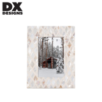 Bingkai Foto Meja Kayu DX Designs 4x6 5x7 8x10 Berhias Mutiara, Bingkai Gambar Dekoratif Geometris Berdiri Sendiri