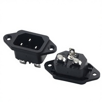 Prise d'alimentation horizontale à trois broches de type C14, 10A-250V, pour cuiseur à riz, avec trou de fixation pour ordinateur, modèle DB-14-1P-DD4.8