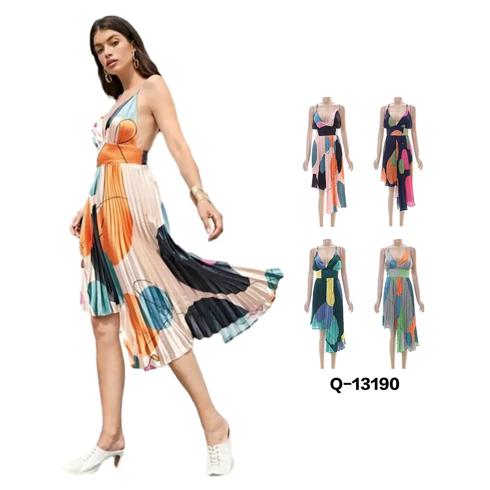 Женское Атласное асимметричное платье с драпированным воротником и цифровым принтом