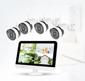 4 caméras avec un écran LCD de 12.5 pouces détection de mouvement lecture vidéo système de sécurité sans fil Kit NVR caméra
