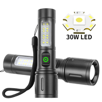 Lampe de poche puissante Laser blanc LED côté COB lumière rouge 1200mAh Type-C USB 6 Modes Zoomable torche panne Fix randonnée Flash Light